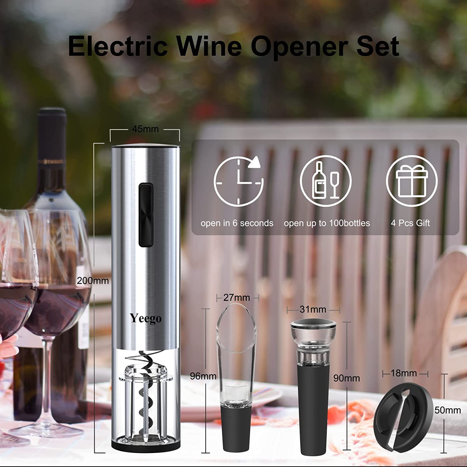 Buy Puricon Automatic Wine Bottle Opener Electronic Corkscrew Opener  Puller, Wine Lover Connoisseur 6-in-1 Gift Set, Electronic Wine Opener  Corkscrew Set for Christmas Pressies, Battery Operated Online at  desertcartINDIA